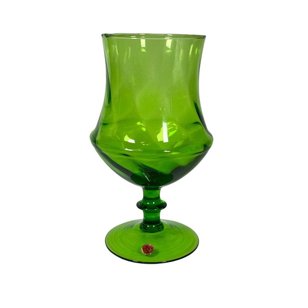 Vintage Empoli Italian Swirl Optic Green Glass Vase